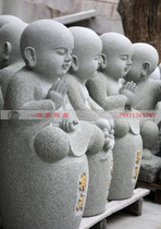 Sesame gray stone monk statue custom marble temple small monk ornaments processing stone carving small Buddha statue