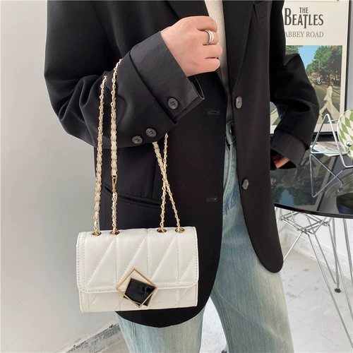 Сумка через плечо, небольшая цепь, летняя небольшая сумка, универсальная сумка на одно плечо с ромбовидным узором, премиум класс