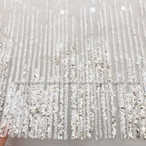 Lace sequins sprinkled gold spray gold mesh gauze fabric Wedding dress skirt clothing mesh fabric Stage fabric