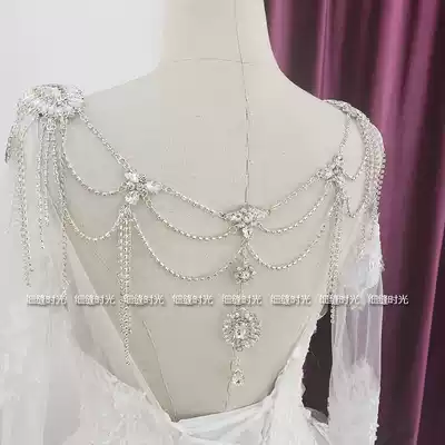 Shoulder wedding dress bridal shawl accessories rhinestone tassel shawl photo outside shape location with shoulder drill