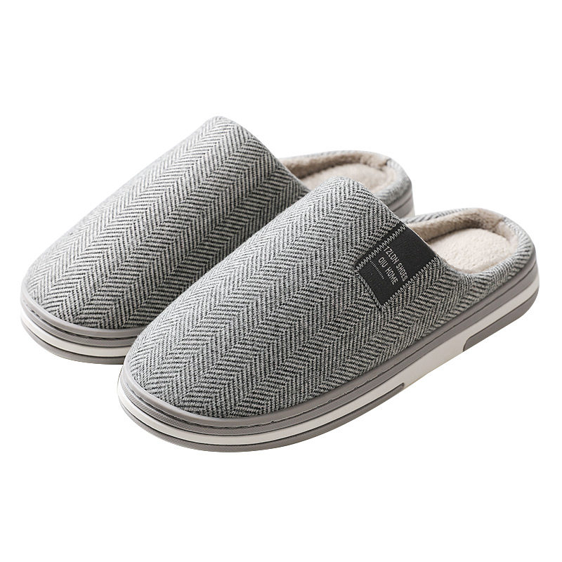Autumn and winter cotton slippers thick bottom men's outer wear home indoor warm non-slip soft bottom large size home slippers winter