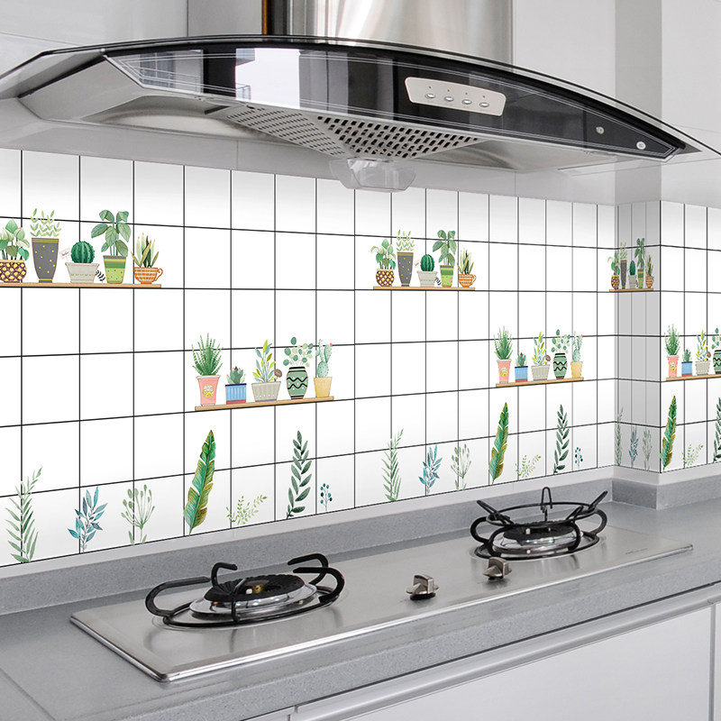 Kitchen anti-oil stickers Household high temperature range hood stove with marble tile wallpaper waterproof dormitory wall stickers