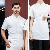 Белая футболка, фартук, короткий рукав