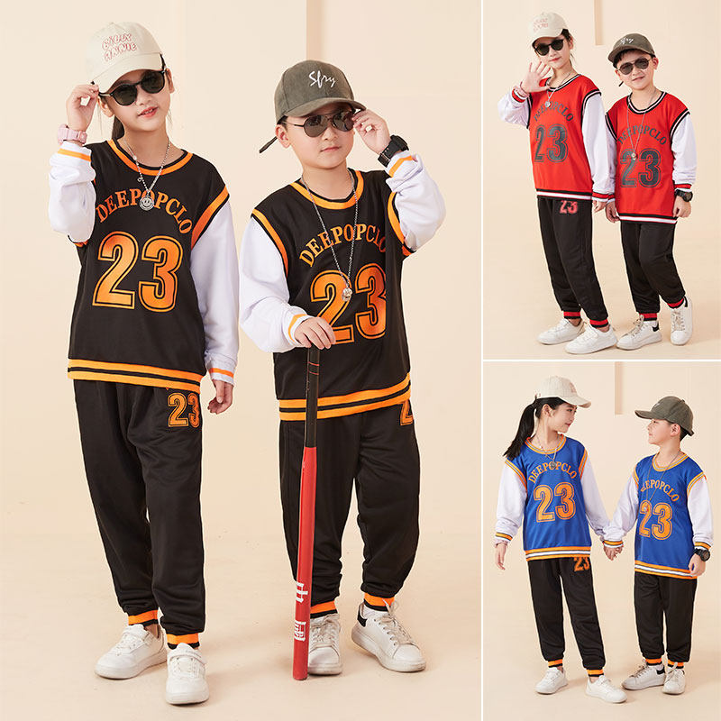 Children's long-sleeved sportswear suit spring and autumn boys and girls kindergarten basketball performance clothing primary and secondary school students basketball clothing