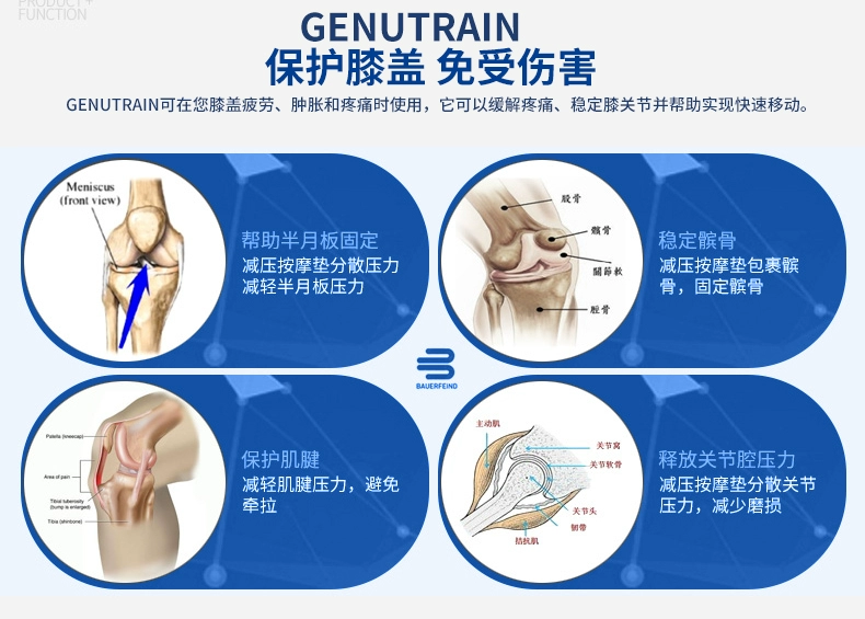 SF bauerfeind bảo vệ đầu gối nam và nữ bóng rổ chạy đầu gối thiết bị bảo vệ chuyên nghiệp của Đức - Dụng cụ thể thao