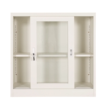 Single section glass sliding door cabinet