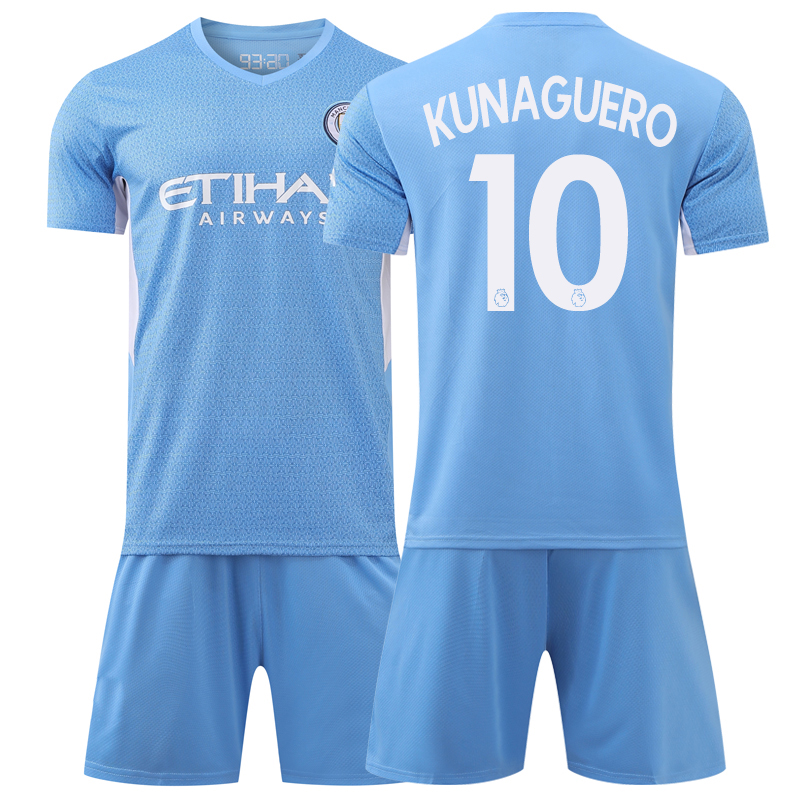 Manchester City jersey 21-22 home adult football suit set group purchase custom student short sleeve summer game training suit