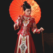 Xiuhe dress bride 2021 new show kimono cabinet dress Wedding dragon and phoenix coat Wedding dress women show thin summer Xiuhe