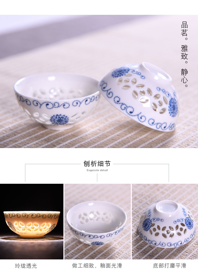 Ronkin hollow out exquisite kung fu tea set ceramic plastic saucer tea table of a complete set of simple little tea tray package