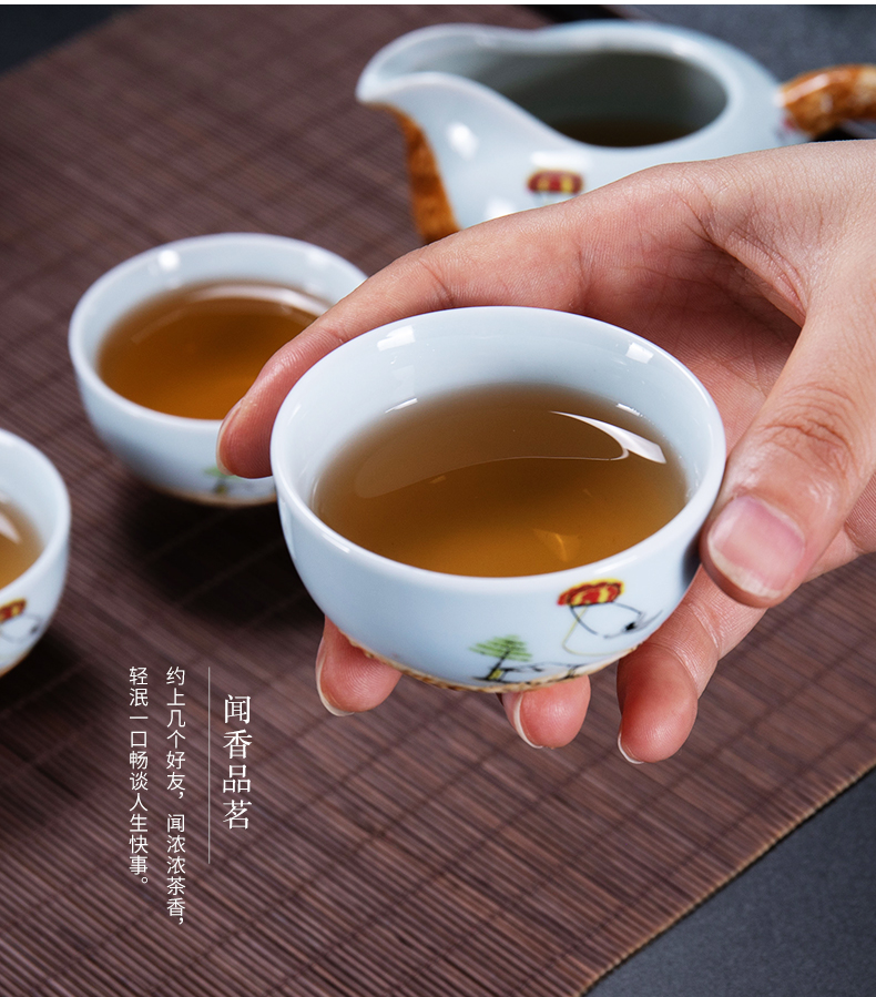 Ronkin household creative semi - automatic kung fu tea set suits for all lazy people make tea ware ceramic teapot teacup