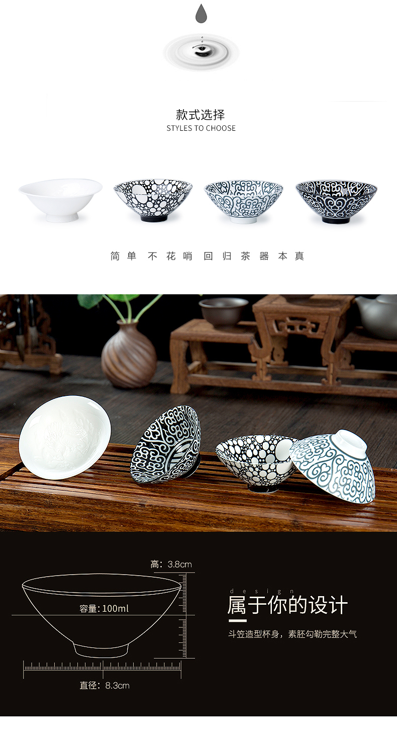 Ronkin sample tea cup against personal master cup of hot tea kungfu single cup suit light ceramic bowl is built small tea light