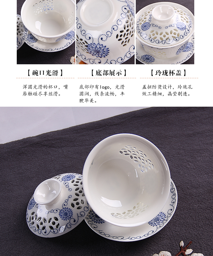 Ronkin kunfu tea only three tureen individual parts ceramic teapot large household to use suit