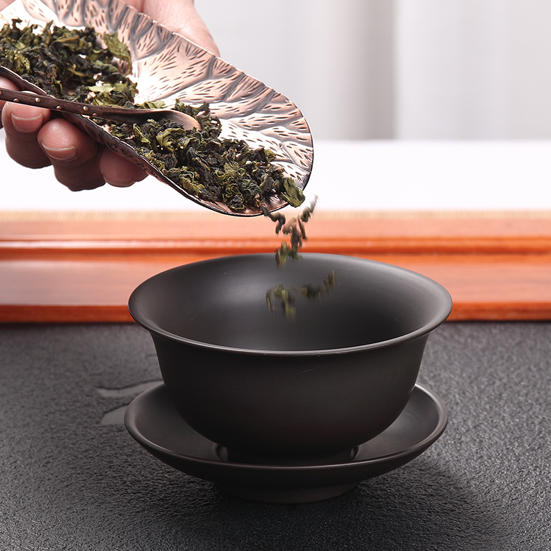 Ronkin manual ceramic household violet arenaceous kung fu tea tea bowl parts size three tureen