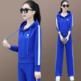 Спортивный костюм, комплект, осенняя дорожная толстовка с капюшоном для отдыха, осенний, в корейском стиле, для бега