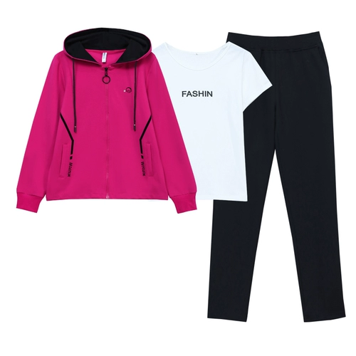 Спортивный костюм с капюшоном, комплект, осенняя модная толстовка для отдыха, коллекция 2023, в корейском стиле, 3 предмета