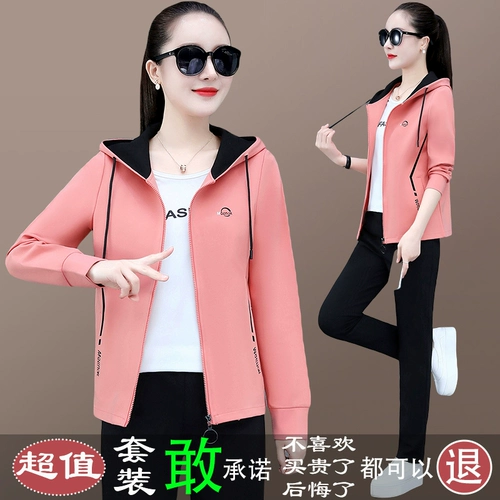 Спортивный костюм с капюшоном, комплект, осенняя модная толстовка для отдыха, коллекция 2023, в корейском стиле, 3 предмета