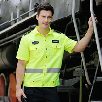 Summer reflective clothing short-sleeved T-shirt breathable and comfortable traffic road construction security patrol duty shirt overalls
