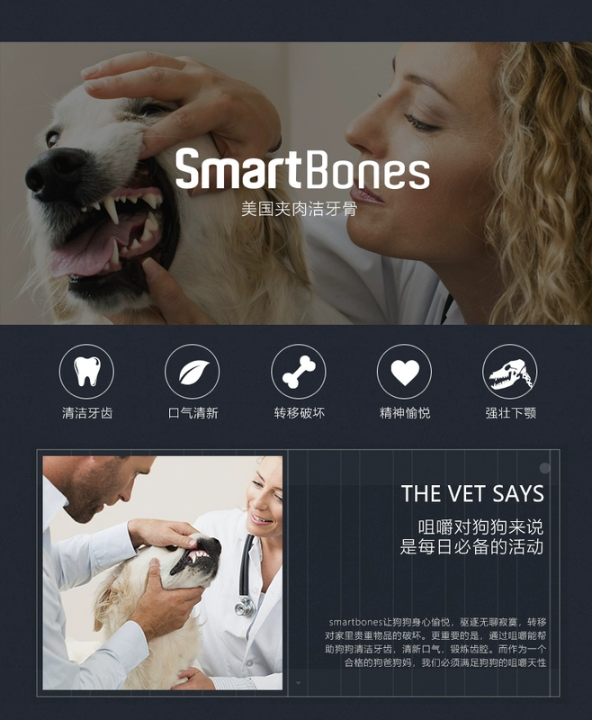 Smartbones dog mol mol đa hương vị xiên kẹo cao su snack con chó con quà tặng lớn túi chống cắn xương 12 - Đồ ăn vặt cho chó