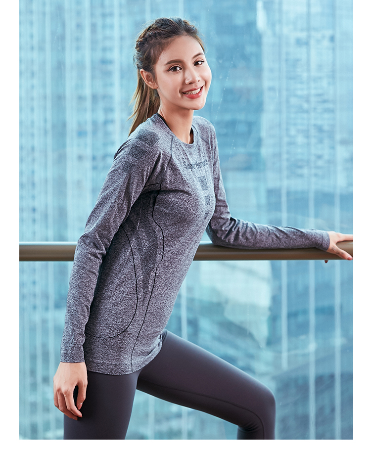 Quần áo tập yoga cho nữ dài tay đơn mảnh thả lỏng mùa thu mới thể thao mỏng chạy bộ quần áo nhanh khô quần tập gym nữ lưng cao