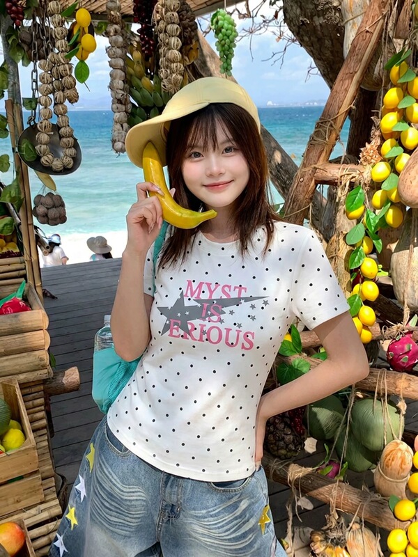 American Retro Polka Dot Letter Short-Sleeved T-Shirt Set for Women, Summer Loose and Versatile Shorts and Jeans Two-Piece Set American Retro Polka Dot Letter Short-Sleeved T-Shirt Set for Women, Summer Loose and Versatile Shorts and Jeans Two-Piece Set