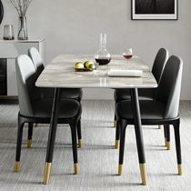 Nordic Solid Wood Nets Red Bright Light Rock Plate Dining Table Home Small Family Modern Minimalist Marble Light Lavish Chair Combinations