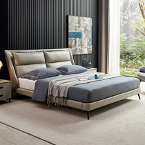 Nordic minimalist leather beds modern minimalist leather beds Double beds 1 8 m Serpent genuine leather bed master bedroom with soft leaned