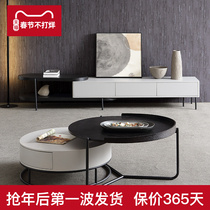 Italian minimal tea cabinet combination personality art Nordic light luxury tea several living room cabinet combination suite