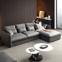  Nordic minimalist down fabric sofa Living room Simple modern chaise longue sofa Small apartment corner technology cloth sofa
