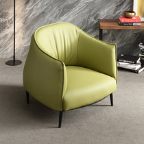 Italian Style Brief Genuine Leather Single Sofa Green Casual Chair Balcony 2021 New