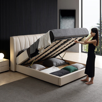 Willful light lavish genuine leather bed 1 8 m modern minimalist master bedroom with soft bag wedding bed Small family leather bed Soft bunk bed