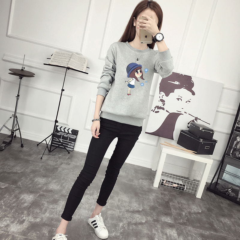 Mùa thu đông đồ lót nữ sinh viên áo đơn dài tay cộng với áo nhung đáy quần mặc áo mùa thu áo len dày áo thun áo lót nam basic