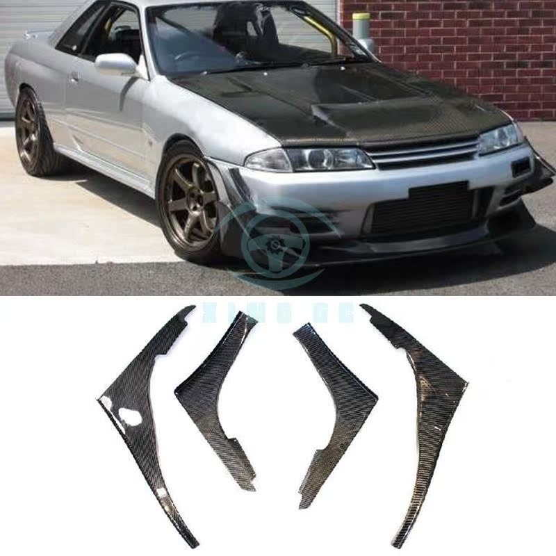 PH~ 4Pcs//Set Front Bumper Canard For Subaru Impreza 02-05 Carbon Fiber GDB