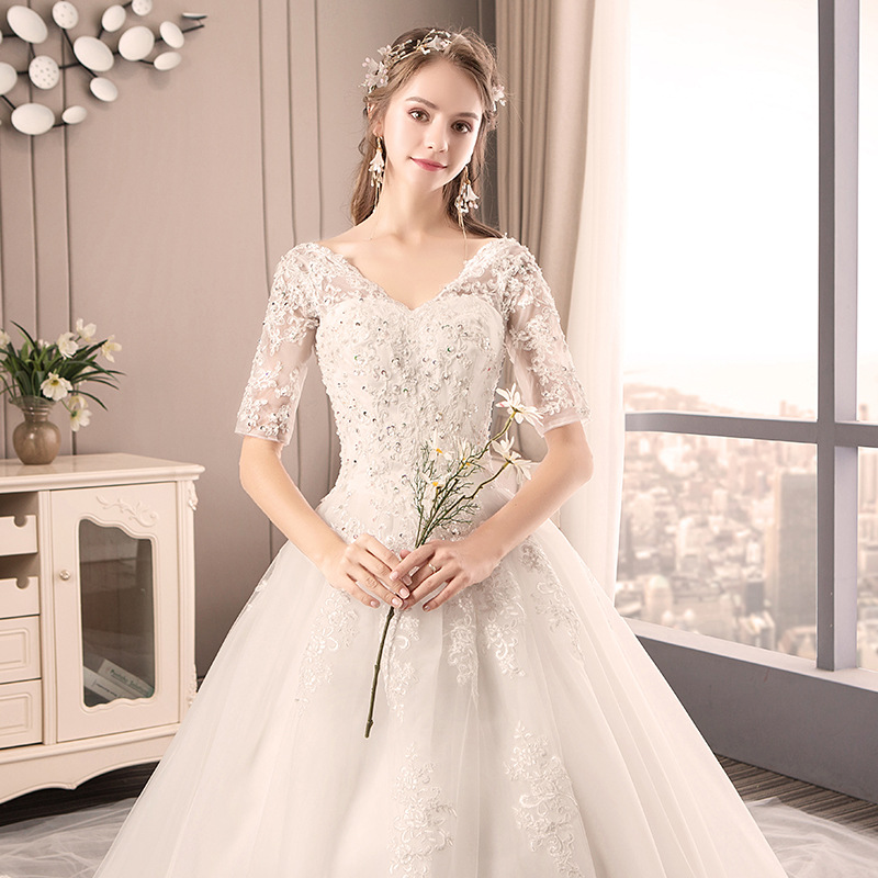 Wedding 2020 mới Hepburn cô dâu kéo đuôi công chúa giấc mơ đám cưới sang trọng của Hàn Quốc phiên bản của mỏng siêu cổ tích đơn giản màu trắng