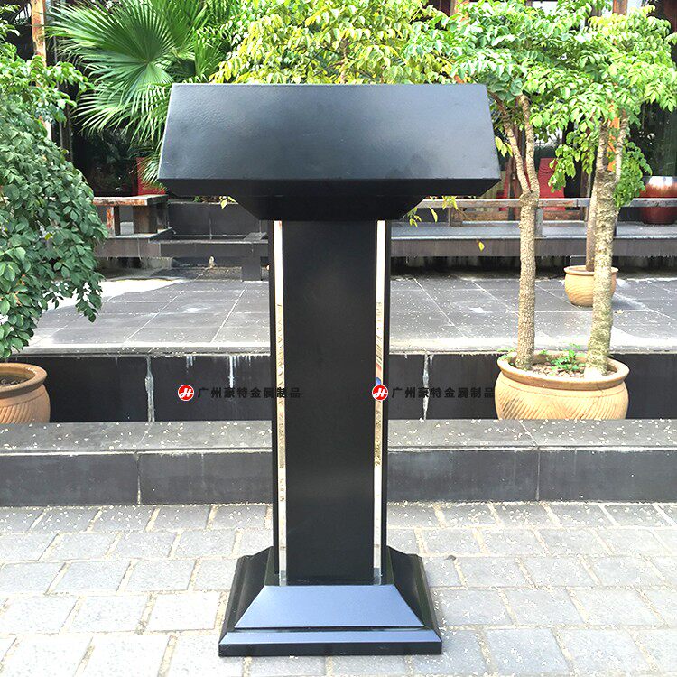Outdoor Stainless Steel Lecture Desk Fashion Small Frescoed Front Office Reception Desk Black Yingbin Desk Speaking Chair