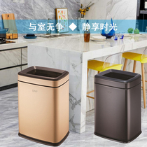 12L stainless steel square double-layer uncovered household kitchen trash can 20L30L office wastebasket ash bucket