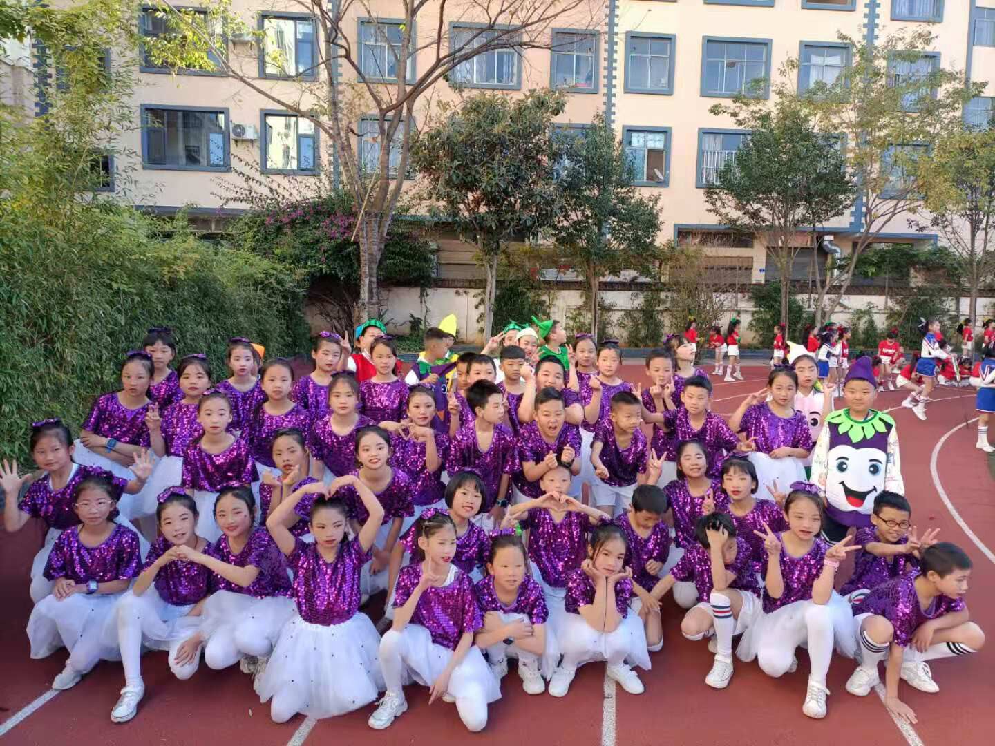 61 children's performance costume fluffy gauze skirt primary school students cheerleading purple sequins children's dance performance costume female