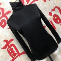 2022 new knitted silk factory silk thread womens high-neck long-sleeved bottoming top black B523