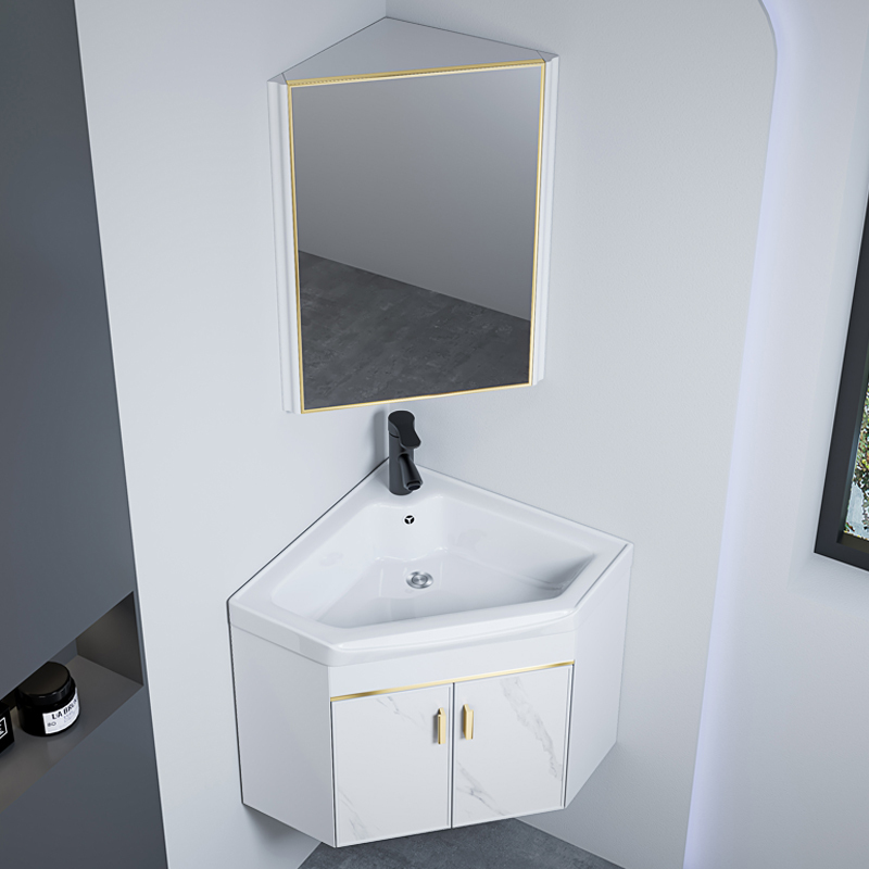Wall-Mounted Triangular Bathroom Cabinet Combination, Bathroom Corner Washbasin, Balcony Washbasin, Small Apartment Washbasin Wall-Mounted Triangular Bathroom Cabinet Combination, Bathroom Corner Washbasin, Balcony Washbasin, Small Apartment Washbasin