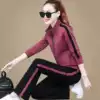Wide leg pants sportswear suit women's spring and autumn 2021 new fashion thin Foreign school running casual clothes two-piece set