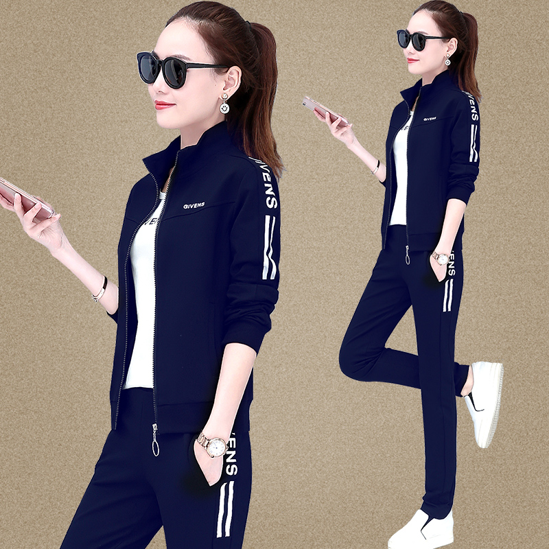 Sportswear Suit Women's Spring Autumn 2022 New Fashion Foreign Pie Standout Big Size Easy Running Suit Clothing Three Sets
