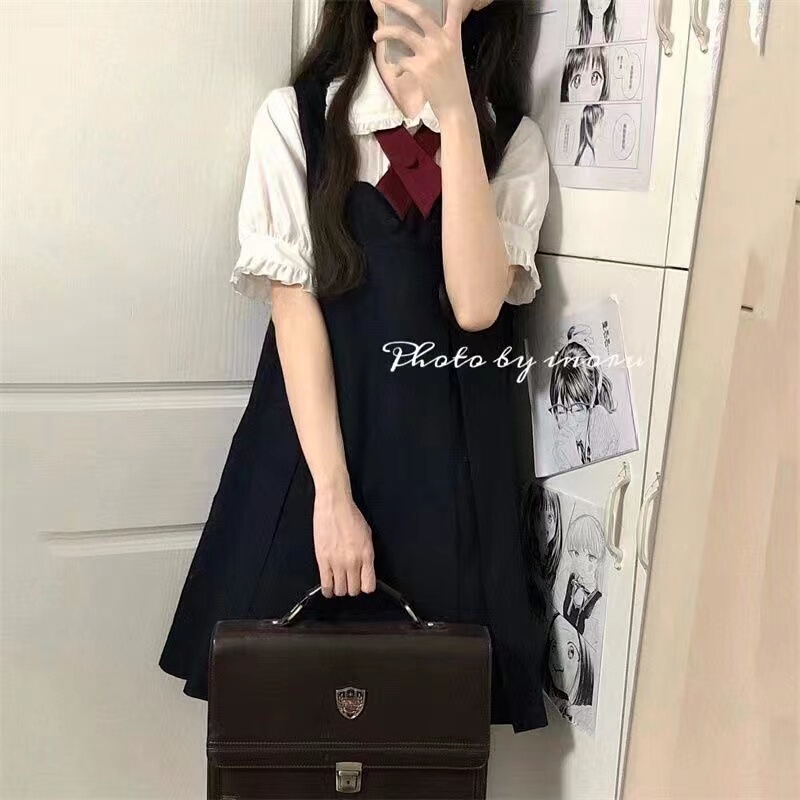Sweet Japanese School Style Autumn Fox Cardigan Dress Jk Uniform Vest Dress Nursing Dress Summer New Dress Class Uniform
