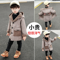 Boy coat autumn and winter childrens woolen plus velvet windbreaker boy Korean version of thick autumn baby cashmere coat