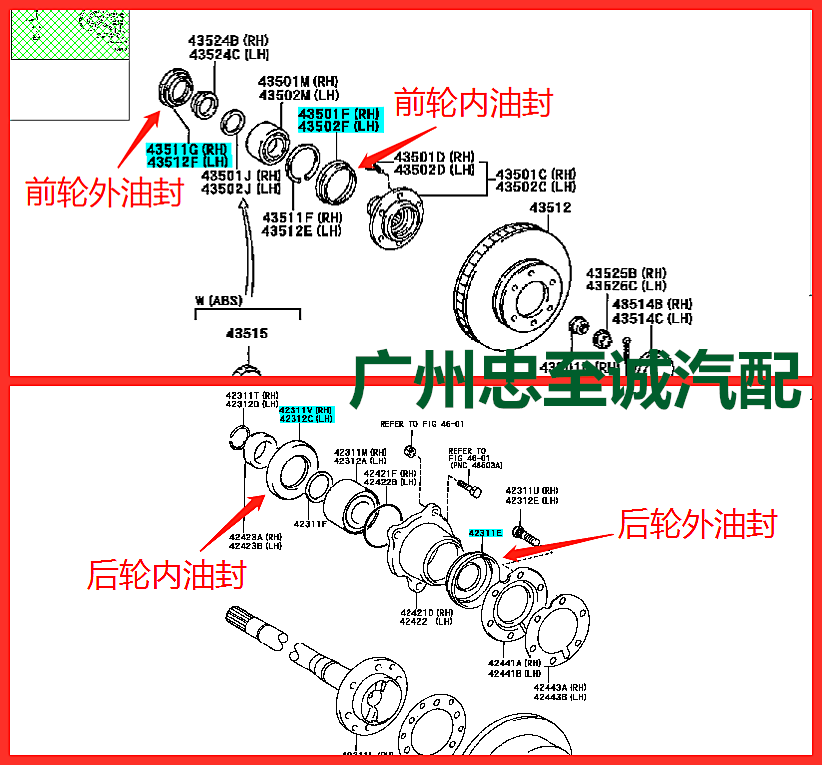 Overbearing 2700 3400 Lc95 Rzj Vzj95 Front Wheel Oil Seal Rear Wheel Oil Seal Rear Half Shaft Internal and External Oil Seal
