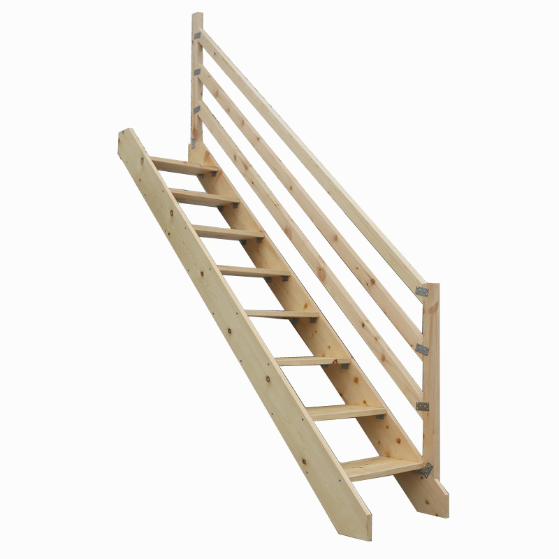 Solid wooden ladder custom single - word straight 45 degrees with armrest household wooden indoor villa duplex attic stairs