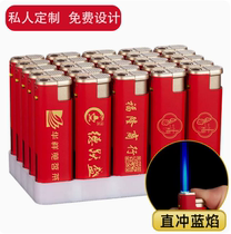 Metal straight red matte frosted windproof lighter high-end commercial custom-made printed advertising engraved logo