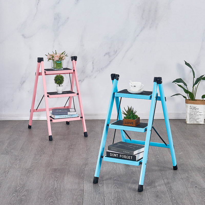 Home Folding Ladder Herringbone Ladder Interior Thickened Footstool accommodating portable folding ladders 23 white Steps ladder