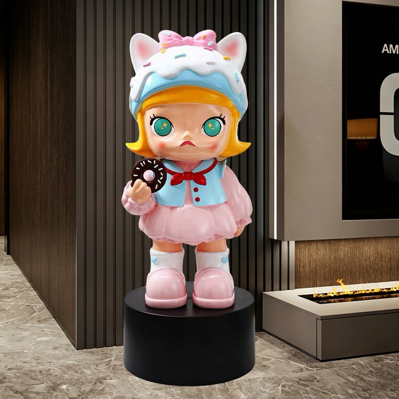 Trendy Jasmine Donut Girl Figurine, Trendy Cartoon Handmade Ornament for Home, Living Room, Tv Cabinet