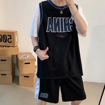 Large size sports suit Korean fashion summer casual clothes two-piece handsome short-sleeved basketball shorts