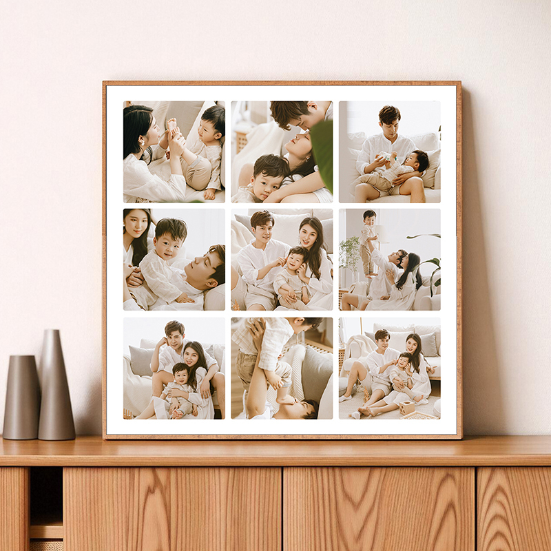 Nine-Square Grids Photo Frame, Stage Wedding Dress, Enlarged Wall-Mounted Wedding Photos, Washed Family Photos, Family Personal Photos