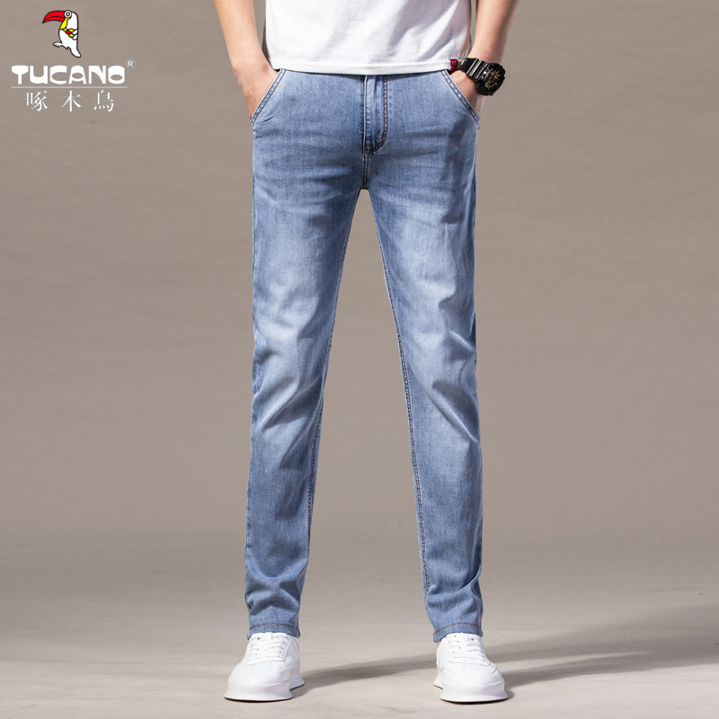 Woodpecker denim jeans Men's summer slim 100 hitch foot casual long pants 2021 new trends handsome men's pants